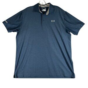 Auburn Under Armour Shirt Mens Large Loose Fit HeatGear Navy Blue Polo Shirt